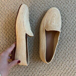 Carrie Forbes Raffia Ratan Loafer Flats - Size 37/7